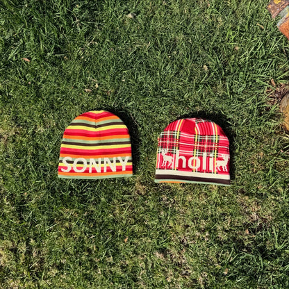 holiday x sonny boy, reversible beanie (stripe + plaid)